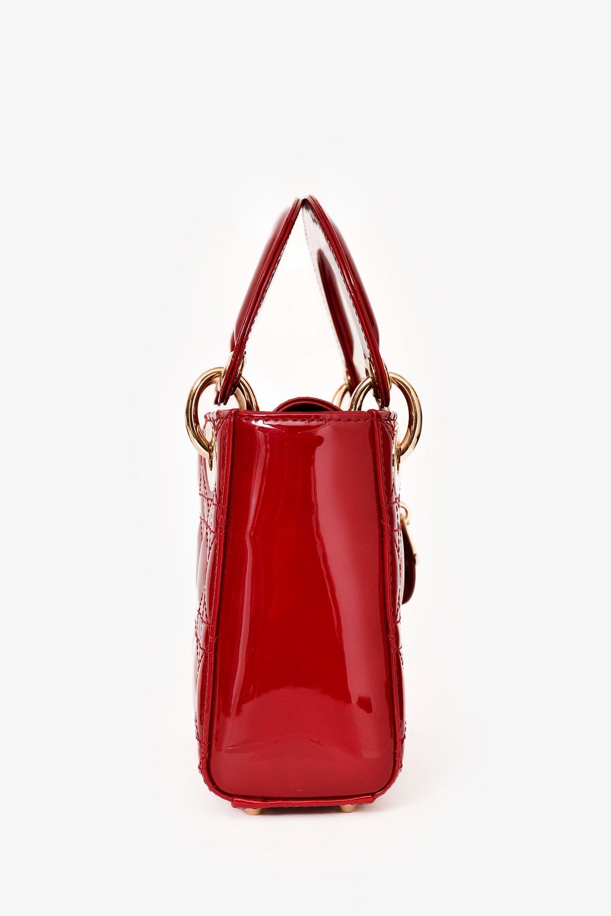 Christian Dior 2017 Red Patent Cannage Leather Mini Lady Dior