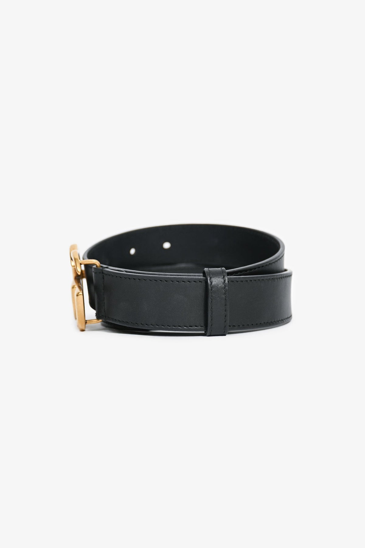 Gucci Black Leather Marmont Thin GG Belt Size 70