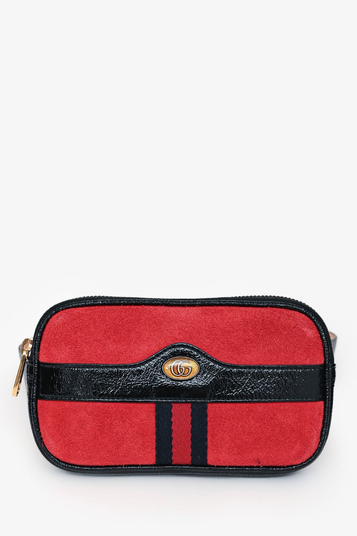 Gucci Red/Black Suede/Leather Ophidia Belt Bag