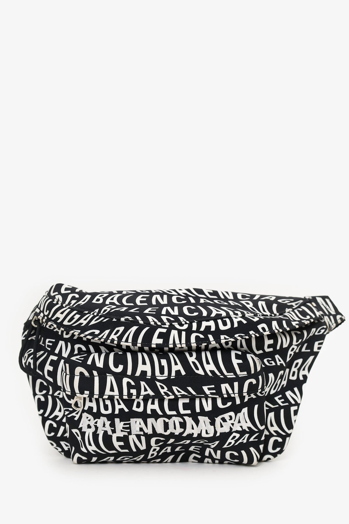 Balenciaga Black/White Canvas Waist Bag