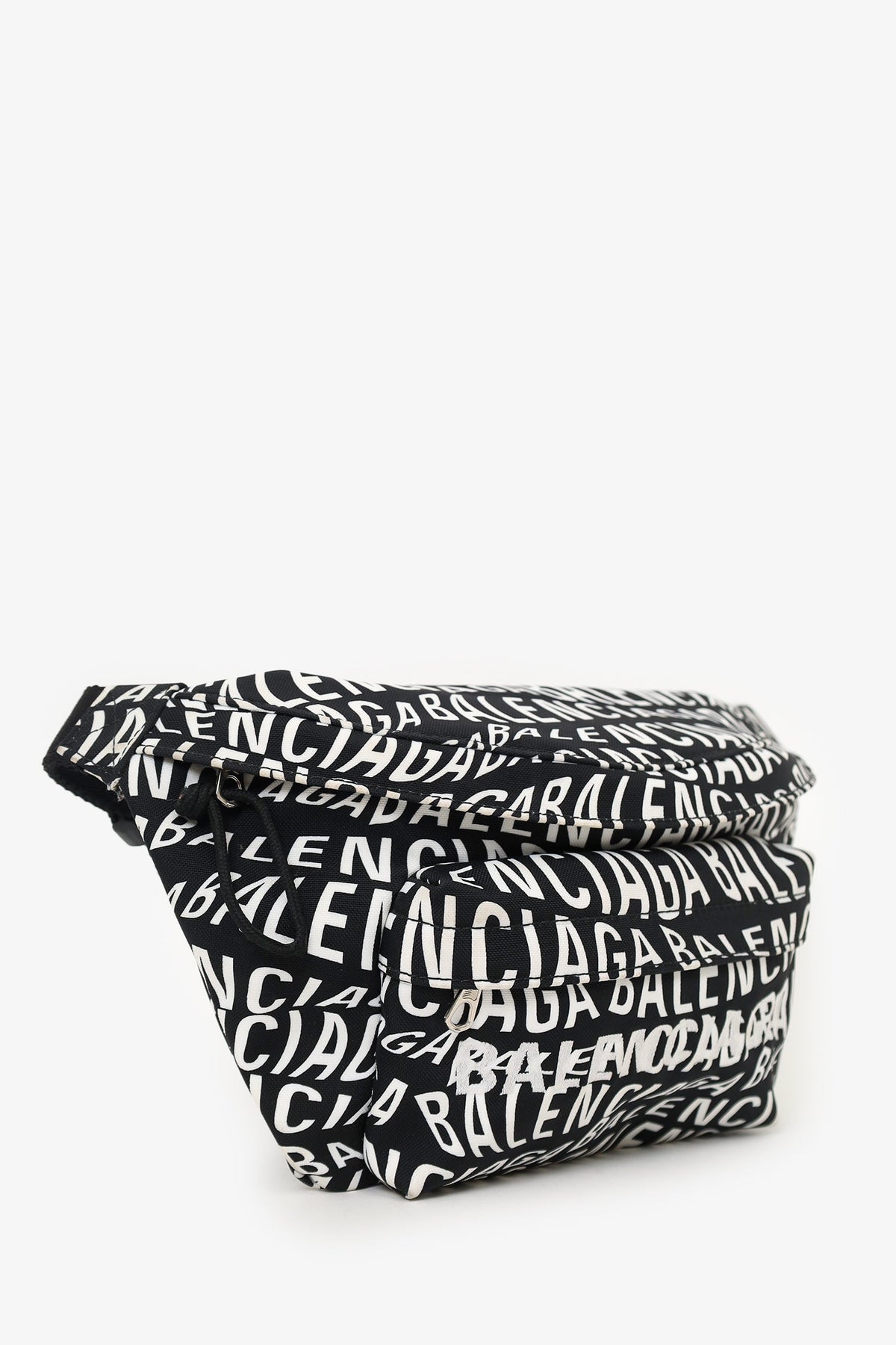 Balenciaga Black/White Canvas Waist Bag