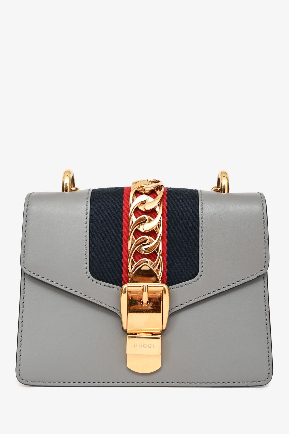 Gucci Grey Leather Sylvie Shoulder Bag