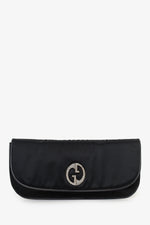 Gucci Black Satin Diamante Embellished 1973 'GG' Clutch