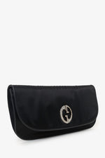 Gucci Black Satin Diamante Embellished 1973 'GG' Clutch