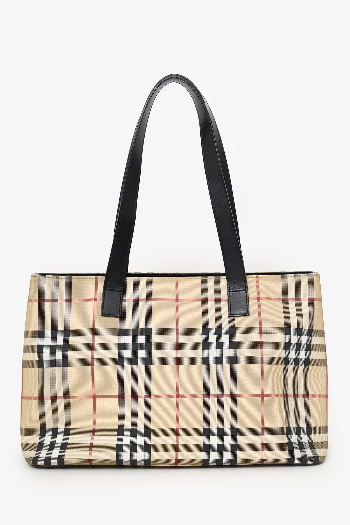 Burberry Beige/Black Coated Canvas Nova Check Tote Bag
