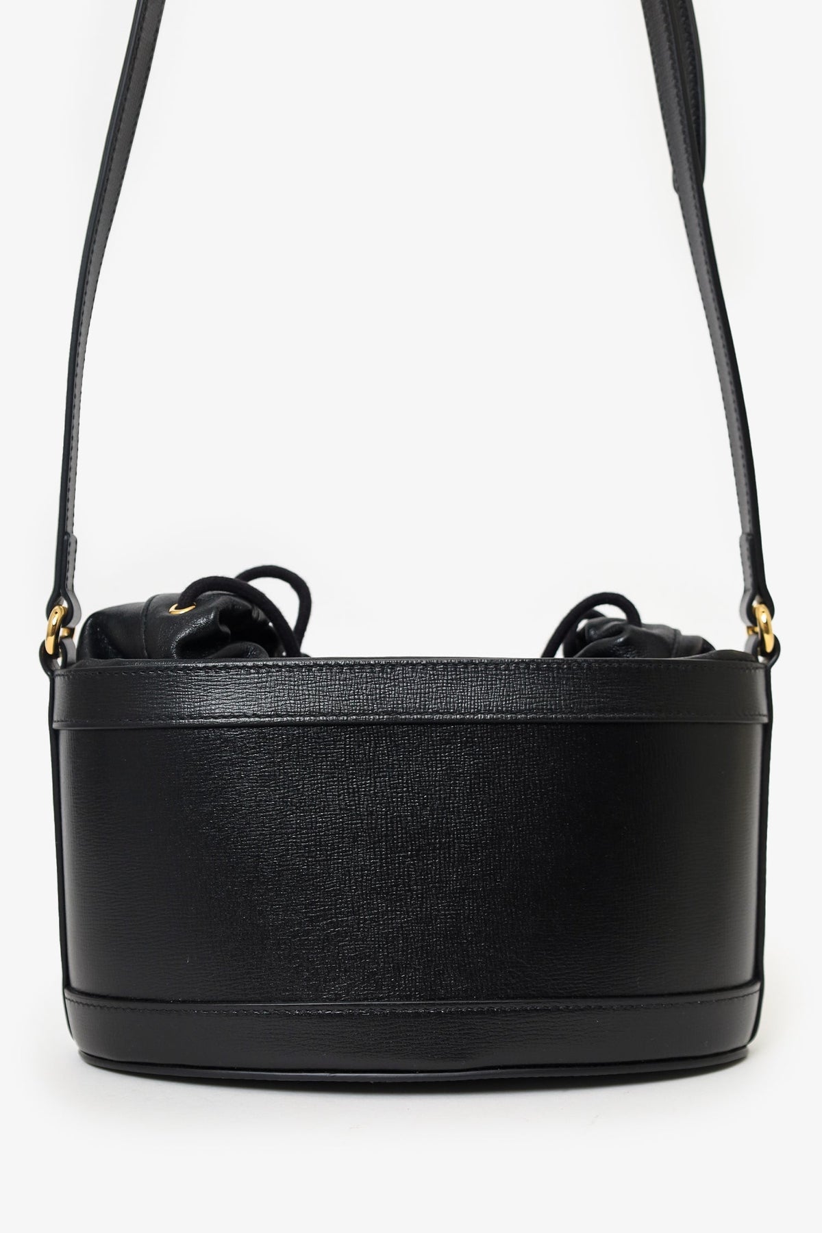 Gucci Black Leather 1955 Horsebit Drawstring Bucket Bag