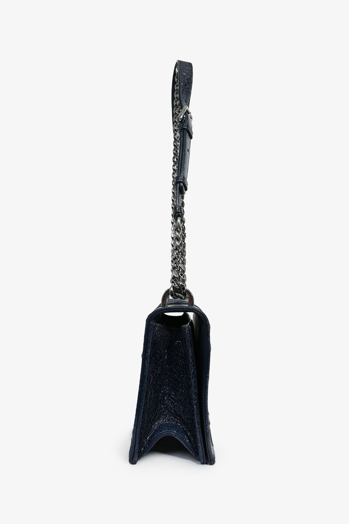 Christian Dior Navy Crackled Patent Diorama Shoulder Bag