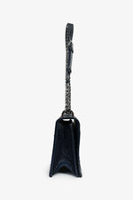 Christian Dior Navy Crackled Patent Diorama Shoulder Bag