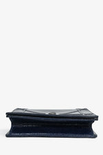 Christian Dior Navy Crackled Patent Diorama Shoulder Bag