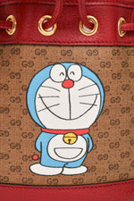Gucci X Doreamon Brown/Red Canvas/Leather GG Supreme Mini Bucket Bag