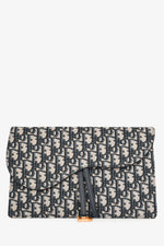 Christian Dior Navy Oblique Jacquard Saddle Clutch