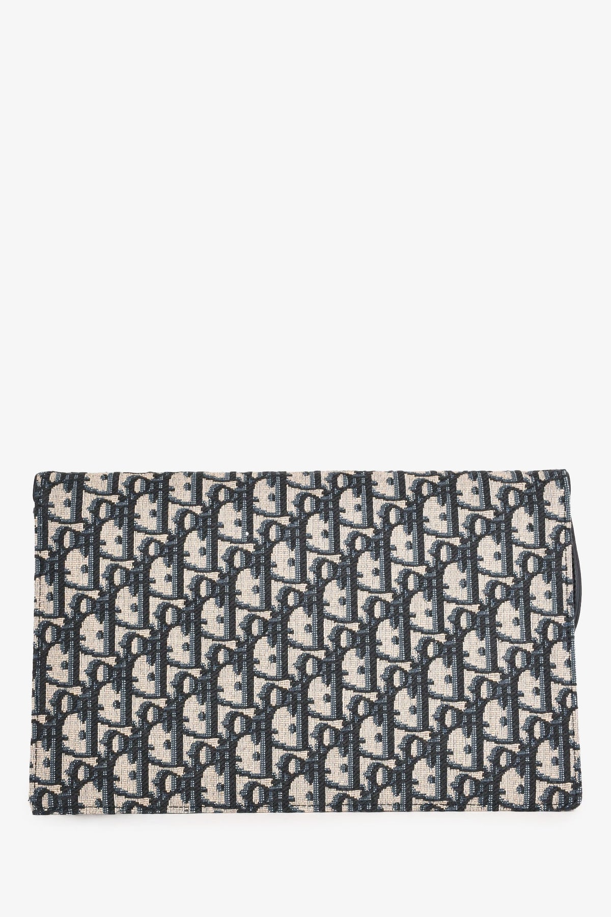 Christian Dior Navy Oblique Jacquard Saddle Clutch