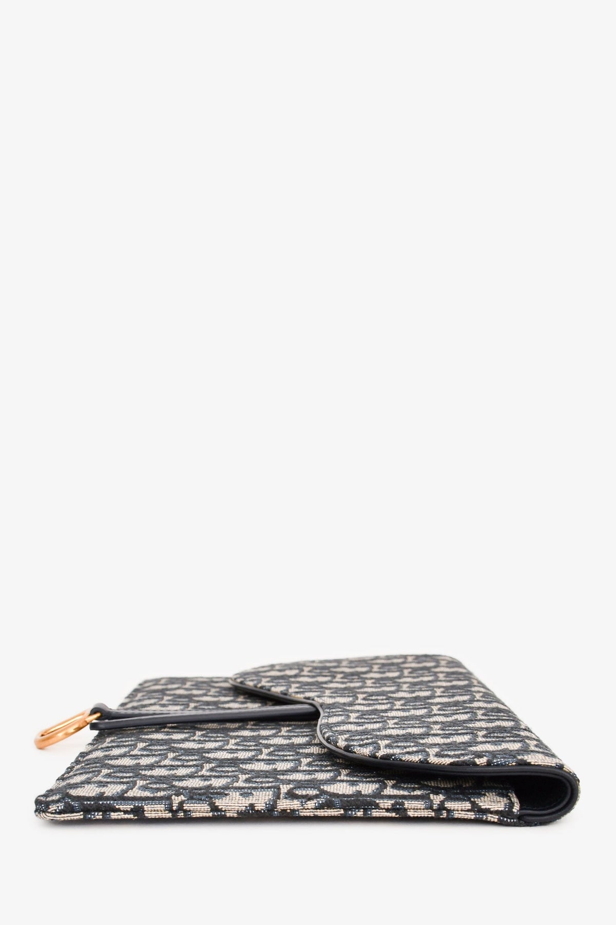 Christian Dior Navy Oblique Jacquard Saddle Clutch