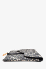 Christian Dior Navy Oblique Jacquard Saddle Clutch