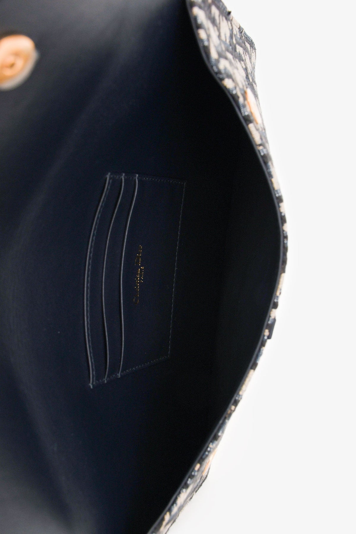 Christian Dior Navy Oblique Jacquard Saddle Clutch
