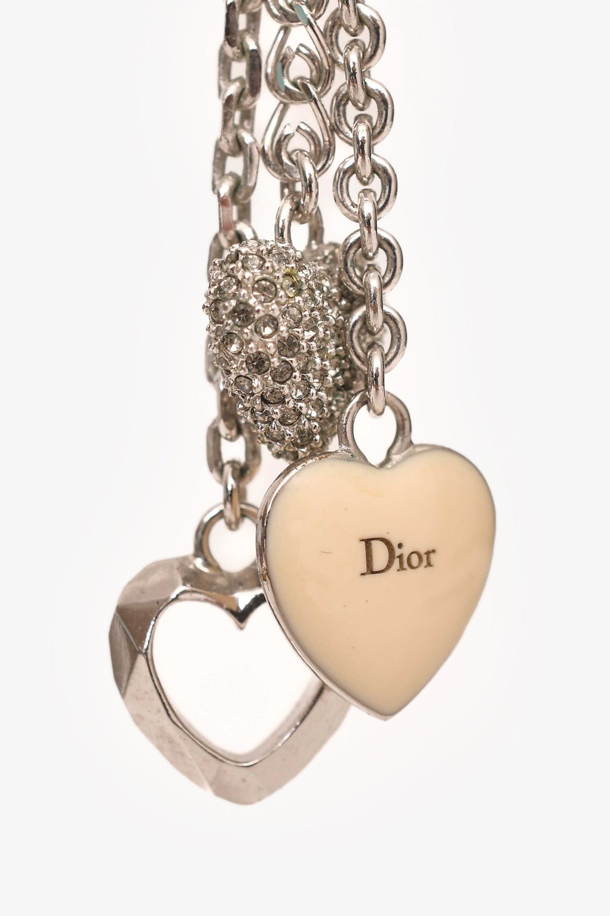 Christian Dior Silver Tone Crystal Embellished Pendant Earrings
