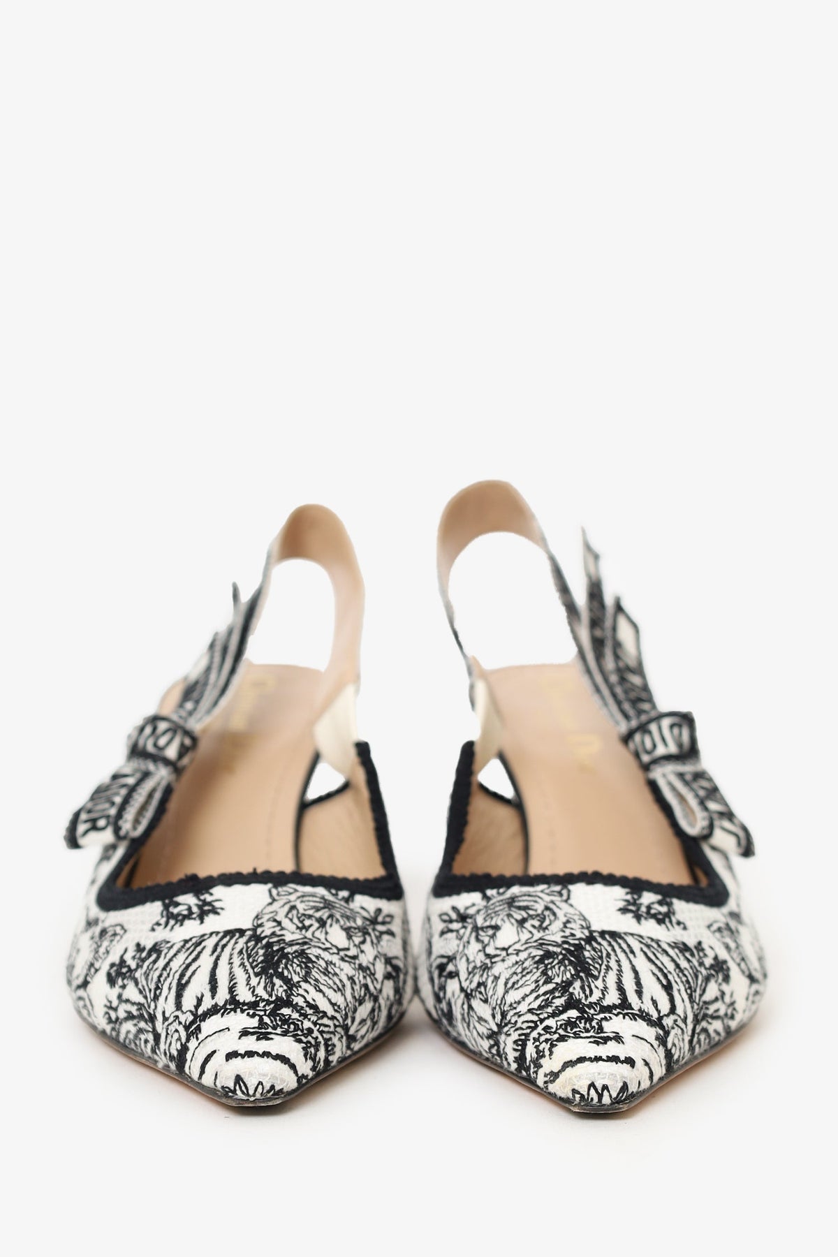 Christian Dior Black/White Fabric J'Adior Slingback Heels Size 36.5