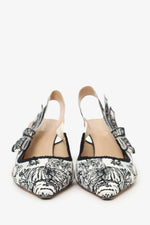 Christian Dior Black/White Fabric J'Adior Slingback Heels Size 36.5