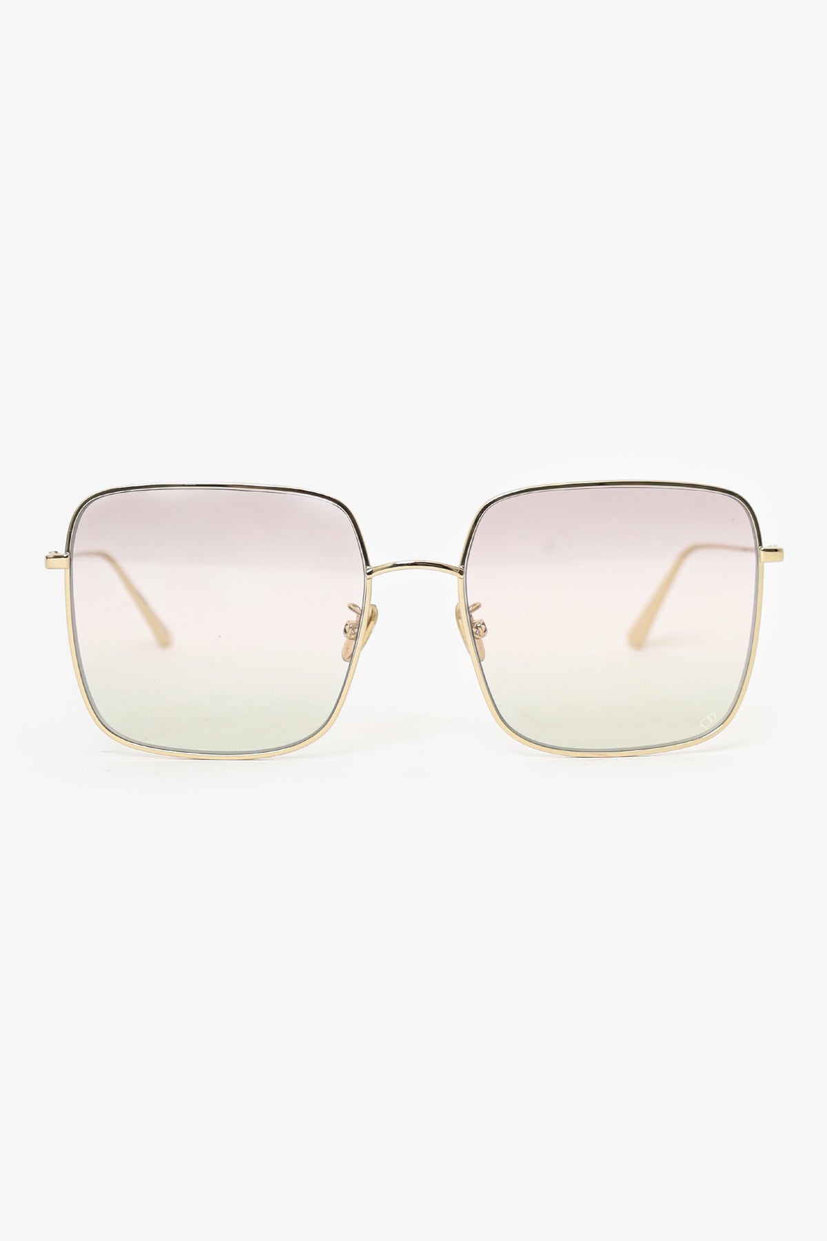 Christian Dior Gold Square Frame Oversized Sunglasses
