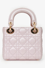 Christian Dior Pink Shimmer Cannage Leather Mini 'Lady Dior 'Top Handle with Strap (As Is)