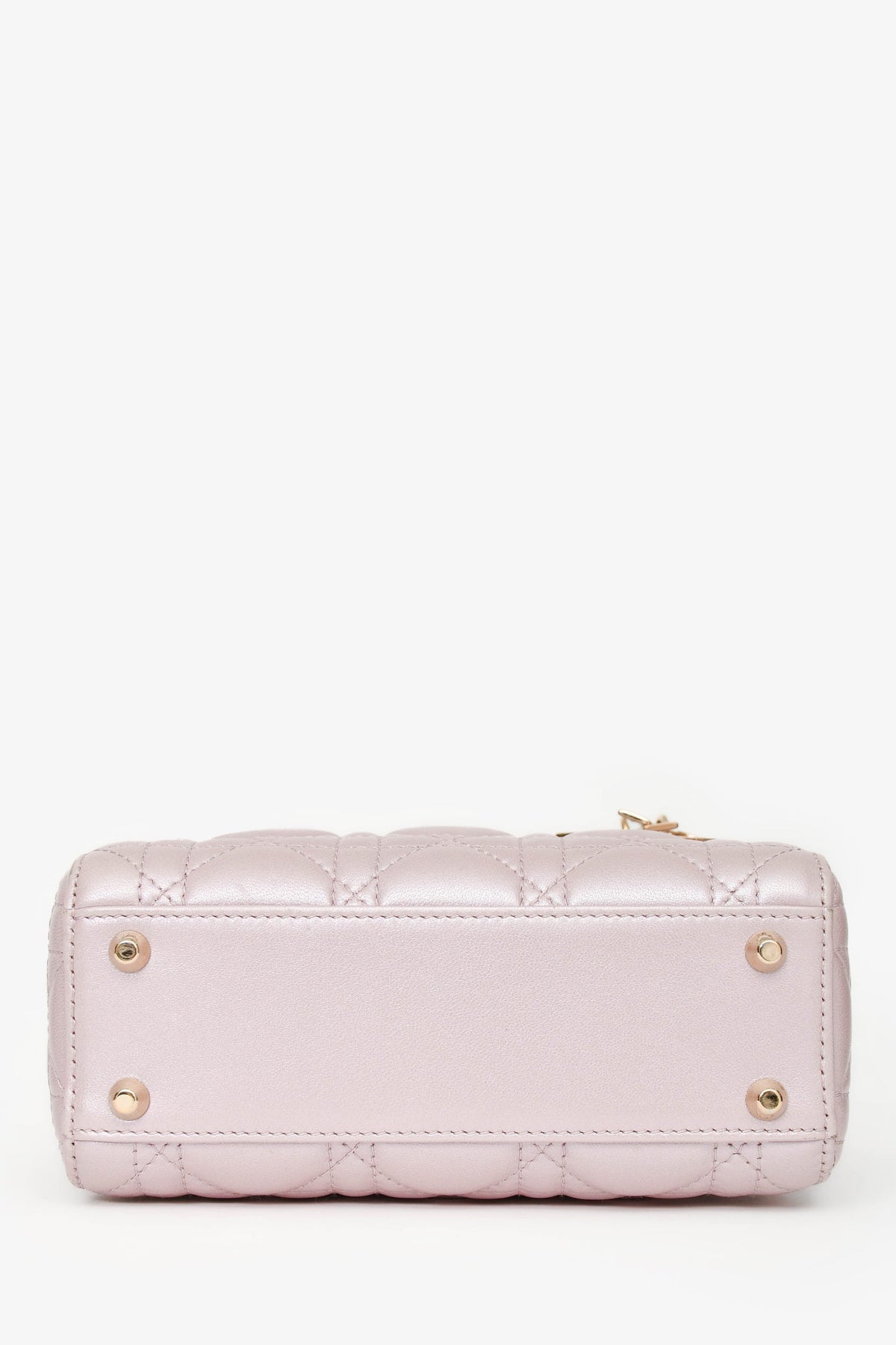 Christian Dior Pink Shimmer Cannage Leather Mini 'Lady Dior 'Top Handle with Strap (As Is)