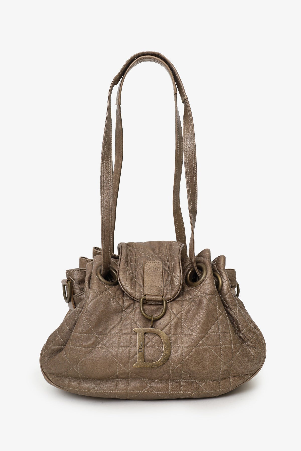 Christian Dior 2007 Bronze Leather Cannage Shoulder Bag