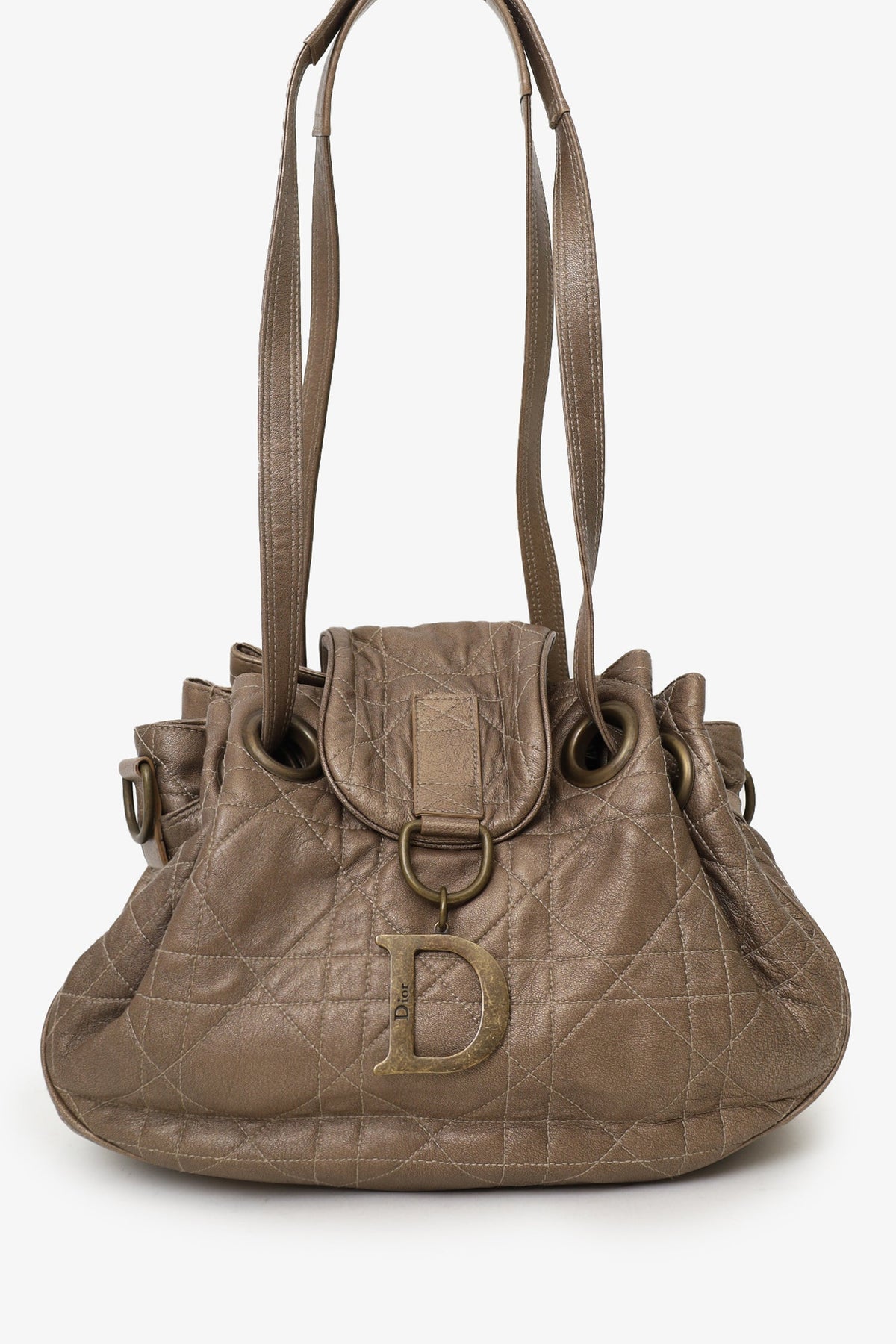 Christian Dior 2007 Bronze Leather Cannage Shoulder Bag