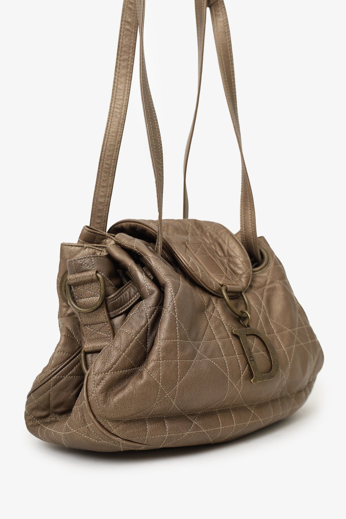 Christian Dior 2007 Bronze Leather Cannage Shoulder Bag