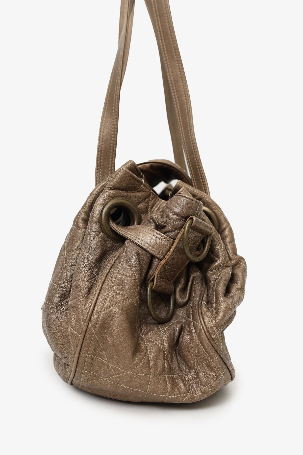 Christian Dior 2007 Bronze Leather Cannage Shoulder Bag