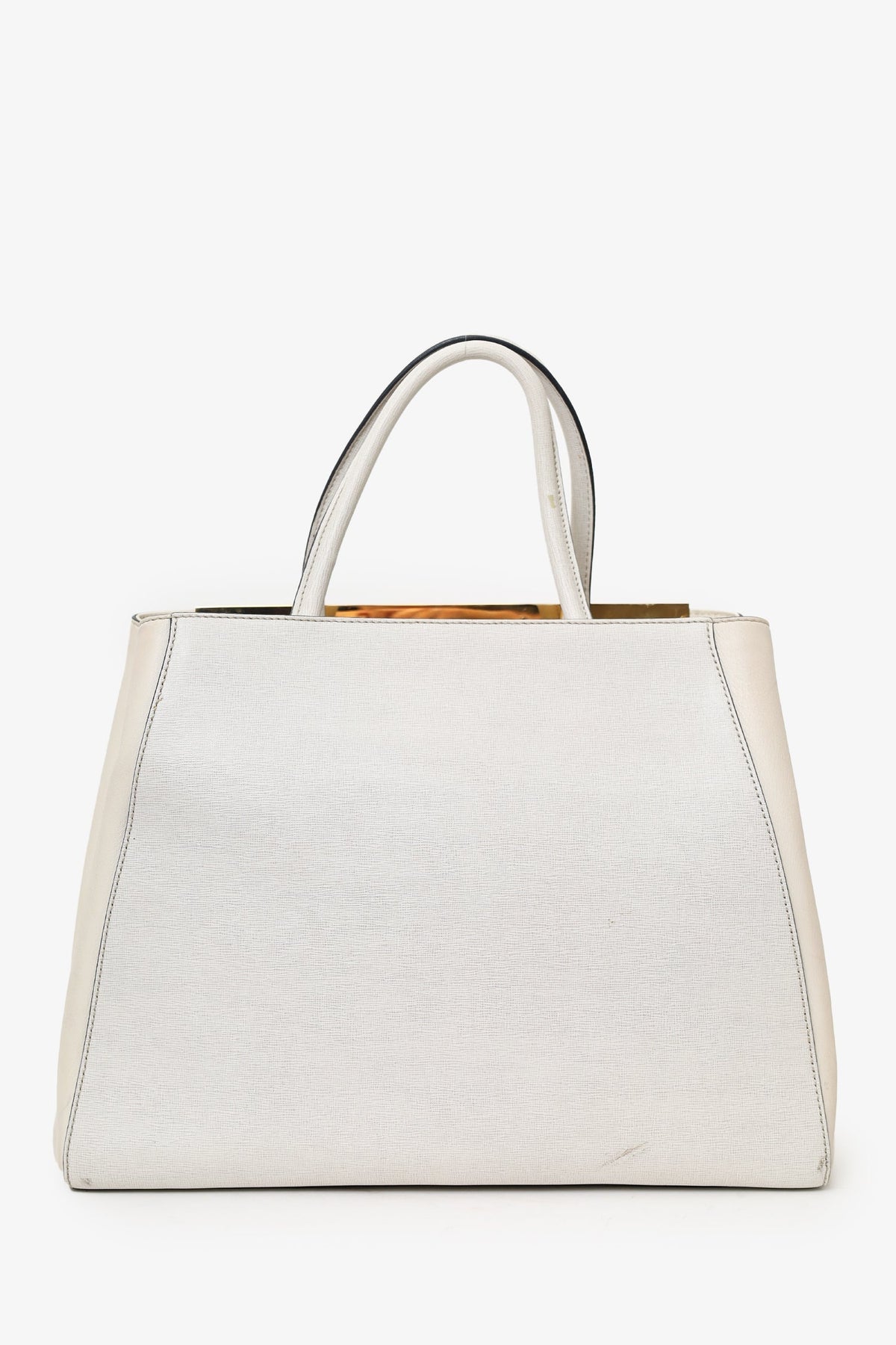 Fendi White Leather Medium 2Jours Top Handle (As Is)