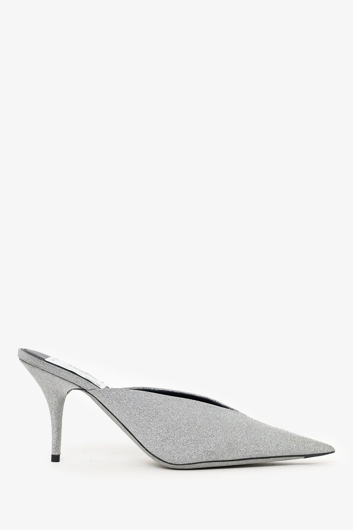 Balenciaga Silver Glitter Knife Mules Size 38.5