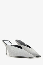 Balenciaga Silver Glitter Knife Mules Size 38.5