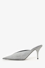 Balenciaga Silver Glitter Knife Mules Size 38.5