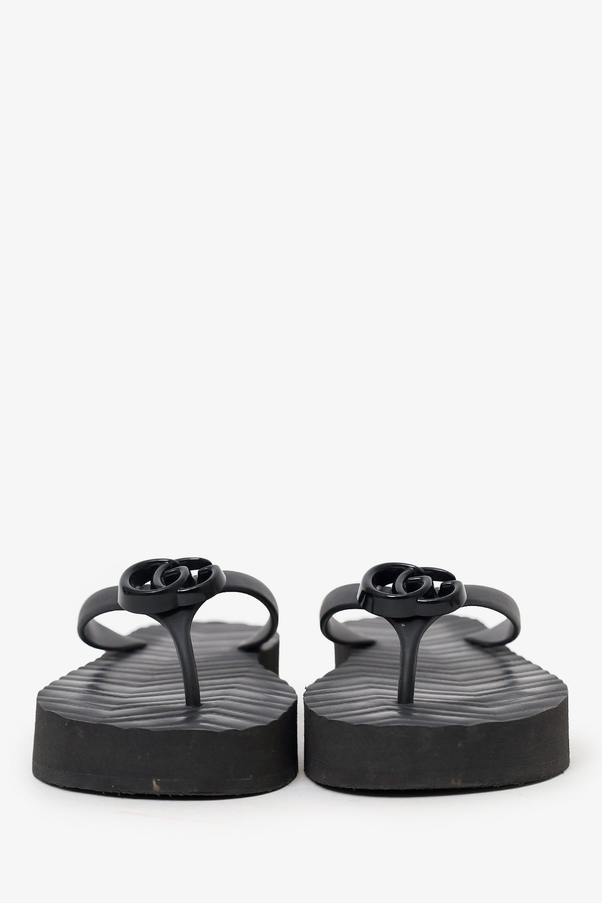 Gucci Black GG Logo Flip Flops Size 40