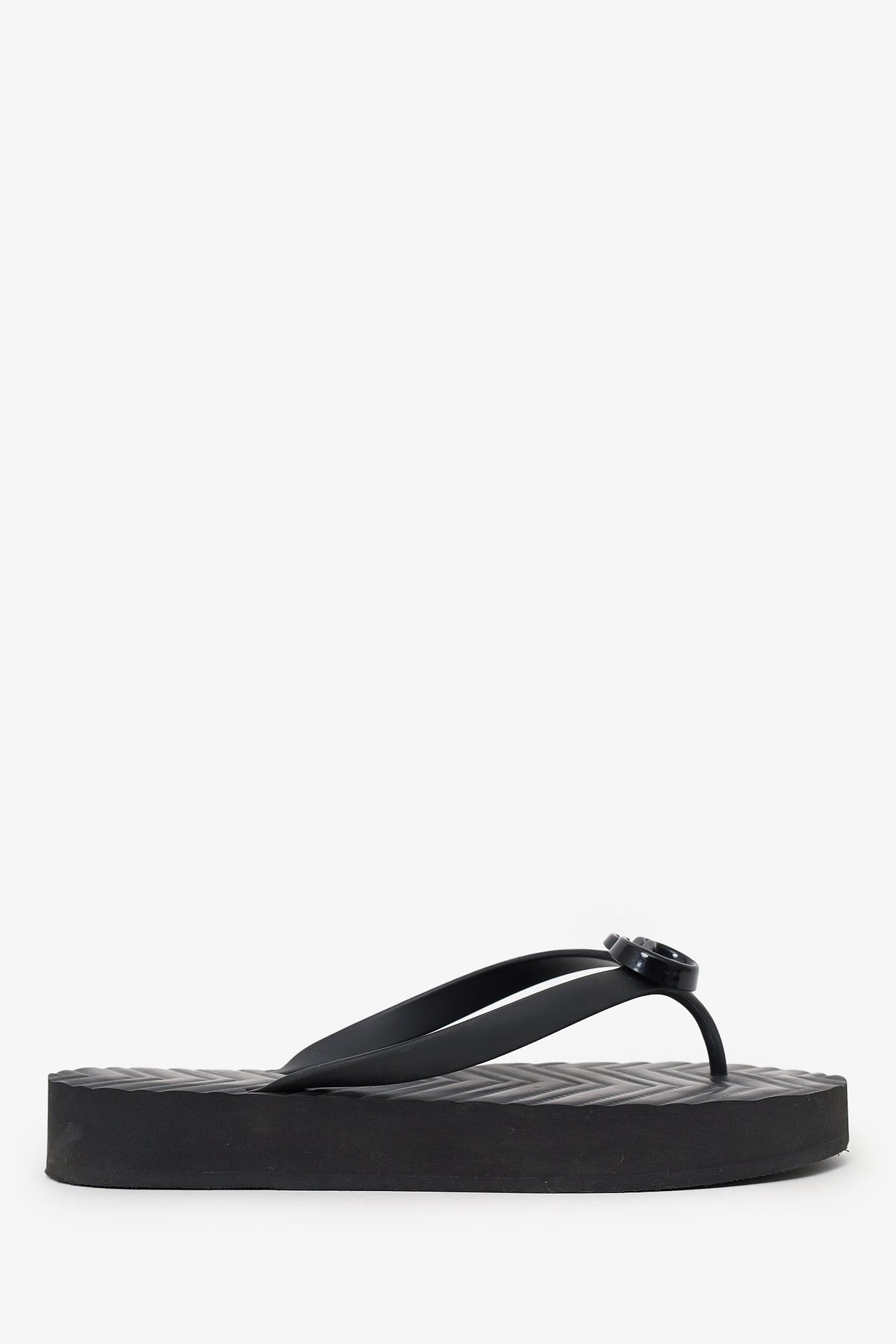 Gucci Black GG Logo Flip Flops Size 40