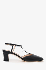 Gucci Black Logo Leather T-Strap GG Pumps Size 39