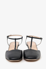 Gucci Black Logo Leather T-Strap GG Pumps Size 39