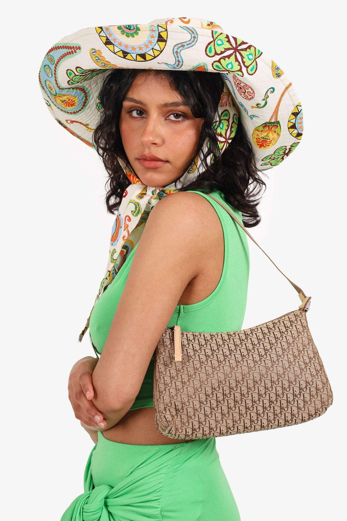 Christian Dior 2004 Beige Oblique Canvas Trotter Pochette Shoulder Bag