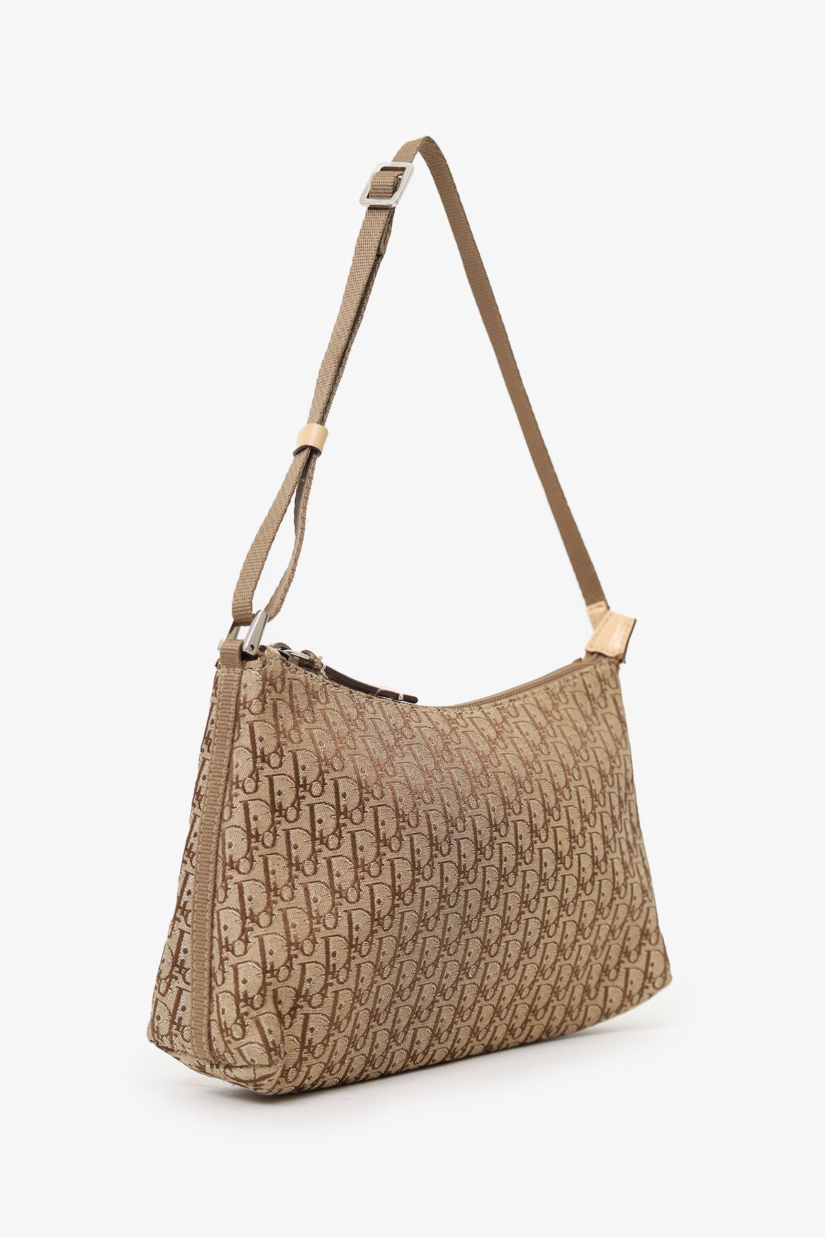 Christian Dior 2004 Beige Oblique Canvas Trotter Pochette Shoulder Bag