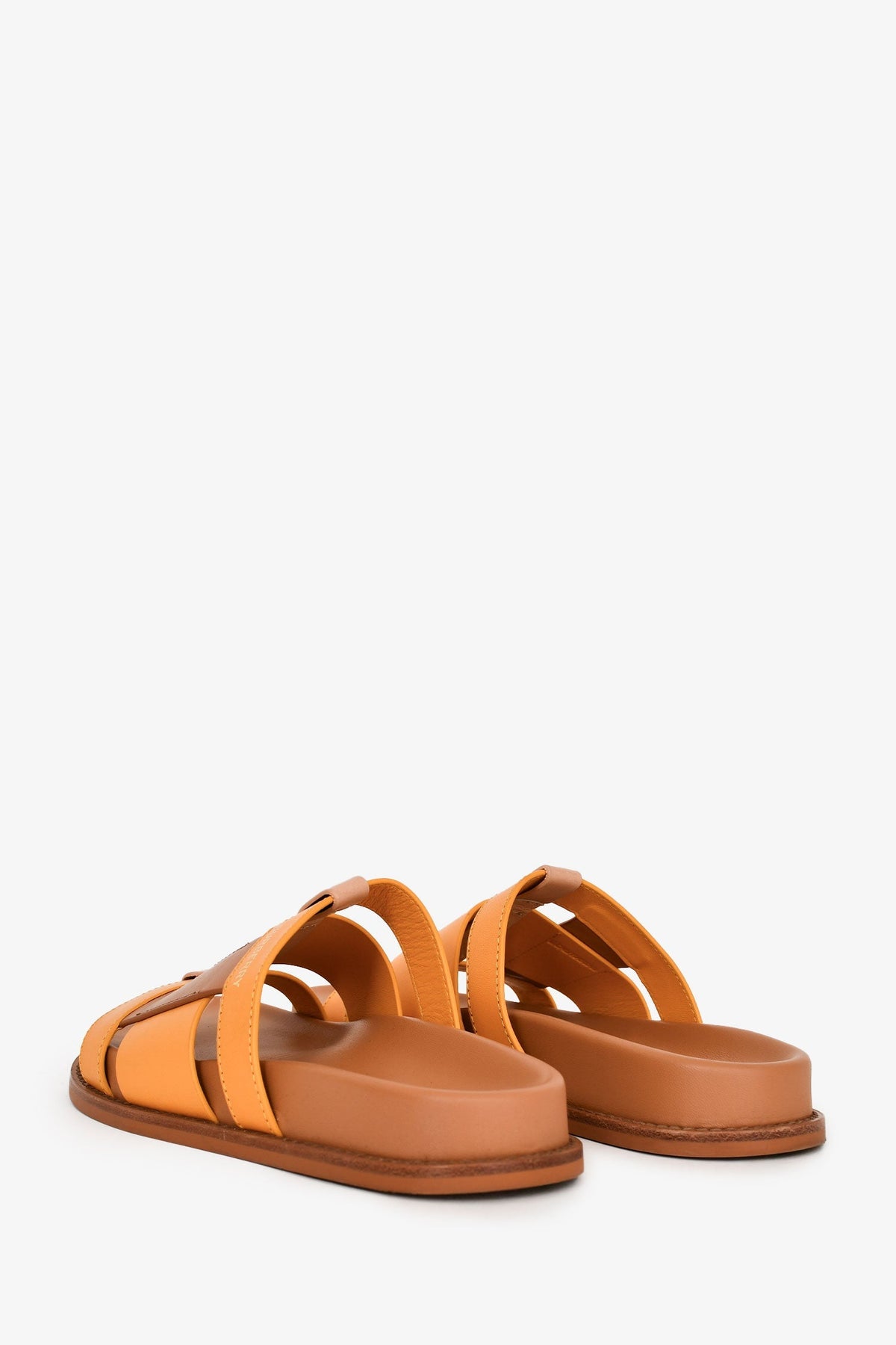 Burberry Yellow/Brown Colour Block Leather Slides Size 36.5