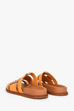 Burberry Yellow/Brown Colour Block Leather Slides Size 36.5