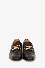 Gucci Black Leather Gold Chain 'Ice Lolly' Block Heels Size 36.5