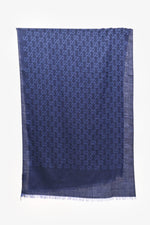 Gucci Blue Wool Silk Blend Monogram Shawl
