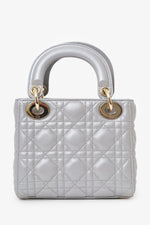 Christian Dior 2019 Grey Leather Cannage Mini Lady Dior with Strap