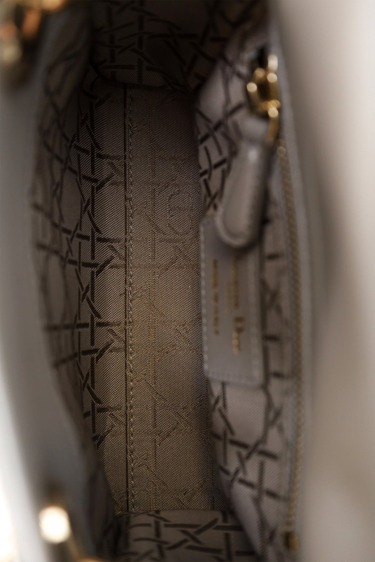 Christian Dior 2019 Grey Leather Cannage Mini Lady Dior with Strap