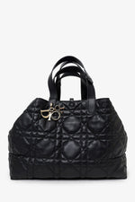 Christian Dior 2024 Black Macrocannage Calfskin Large Dior Toujours Bag With Pouch