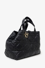 Christian Dior 2024 Black Macrocannage Calfskin Large Dior Toujours Bag With Pouch