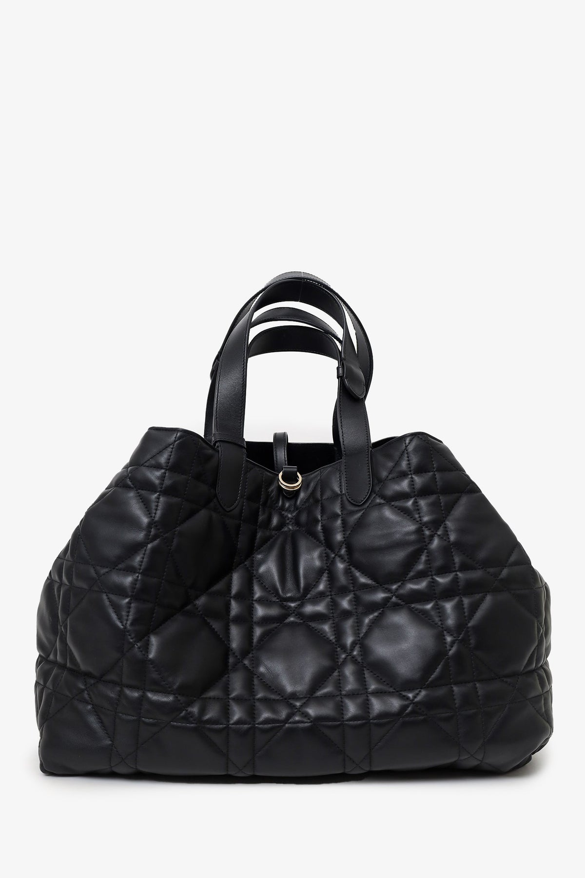 Christian Dior 2024 Black Macrocannage Calfskin Large Dior Toujours Bag With Pouch