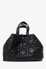 Christian Dior 2024 Black Macrocannage Calfskin Large Dior Toujours Bag With Pouch