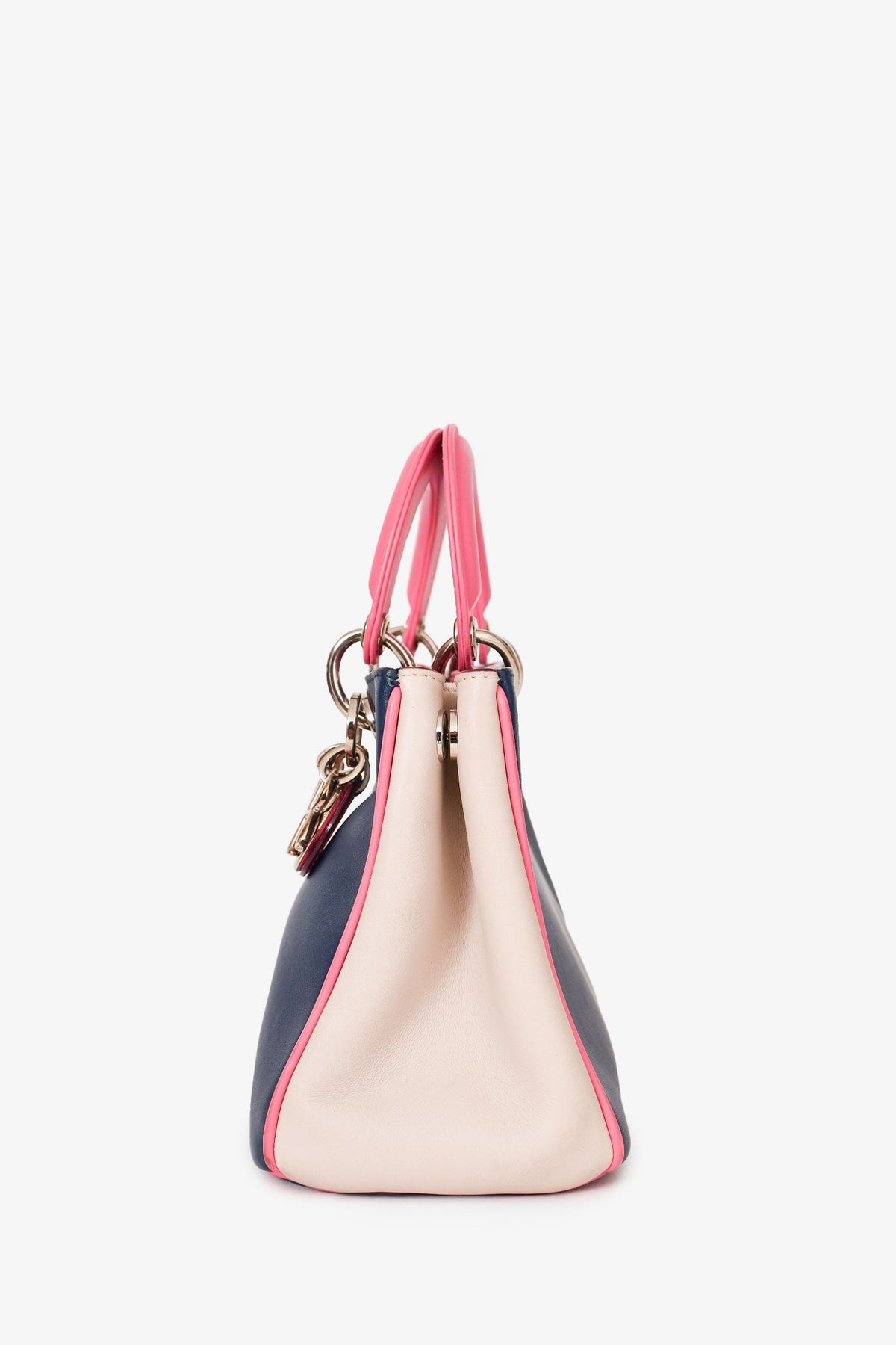 Christian Dior Navy/Pink Tri Colour Leather Mini Diorissimo Top Handle with Strap